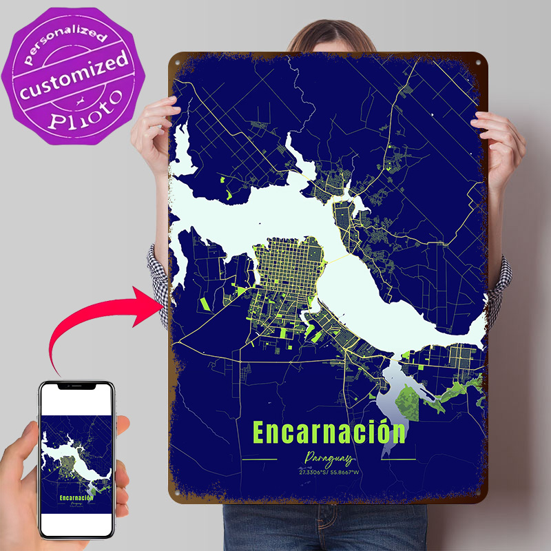 Custom Map Poster - Decoração Encarnada: Itens de Decoração para