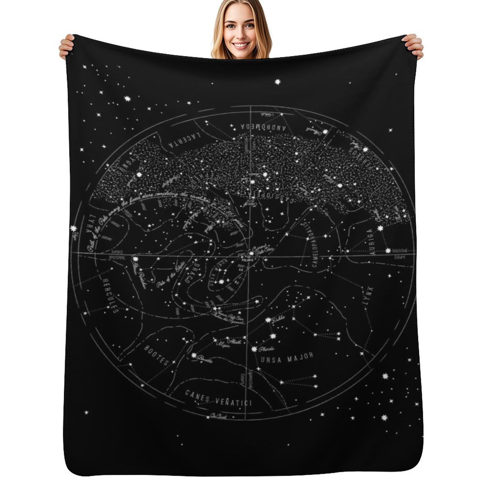Custom Star Map - Manta Decorativa Vintage com Detalhes de