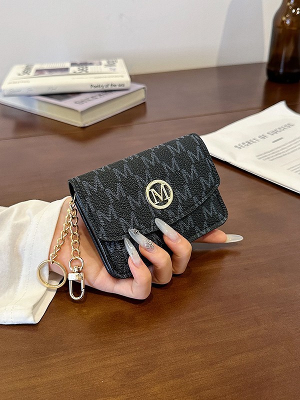 Monogram Keychain Leather - Porta-cartões de Couro Sintético com Estampa
