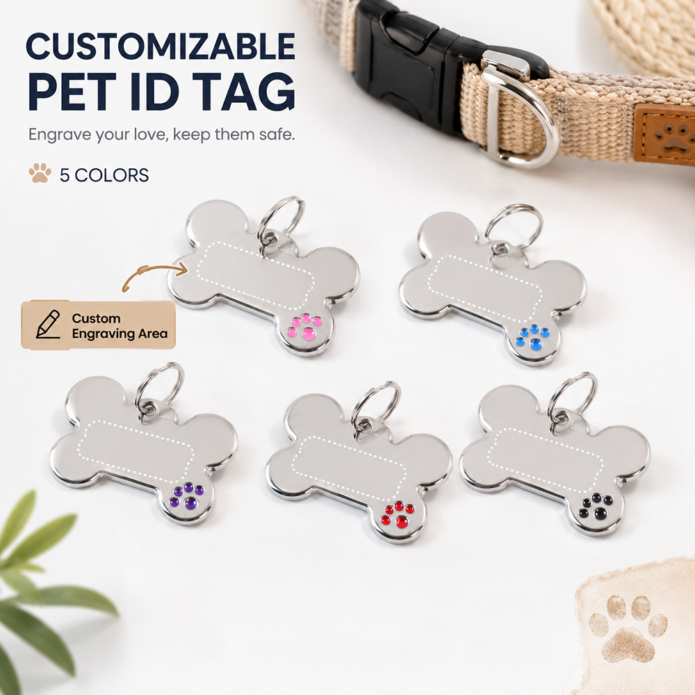 Pet Portrait Custom - Etiqueta de Identificação Personalizada para Cães