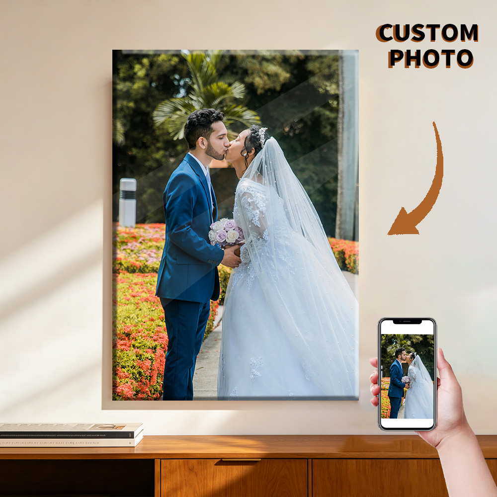Engraved Wood Frame - 1 peça de fotos personalizadas em
