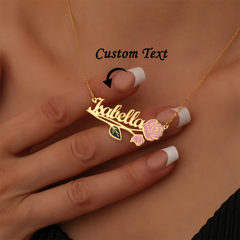 Name Necklace Custom - Colar personalizado com nome e flor
