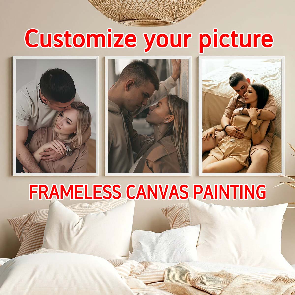Engraved Wood Frame - Triptíquico - Pintura a óleo em