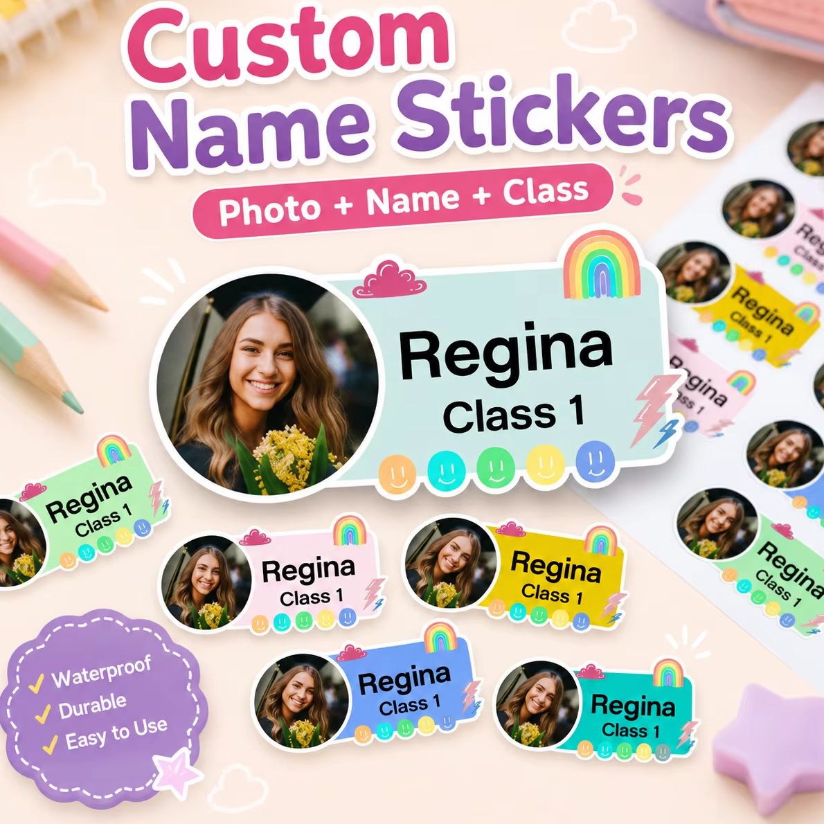 Custom Photo Book - Etiquetas personalizadas com foto, adesivos com