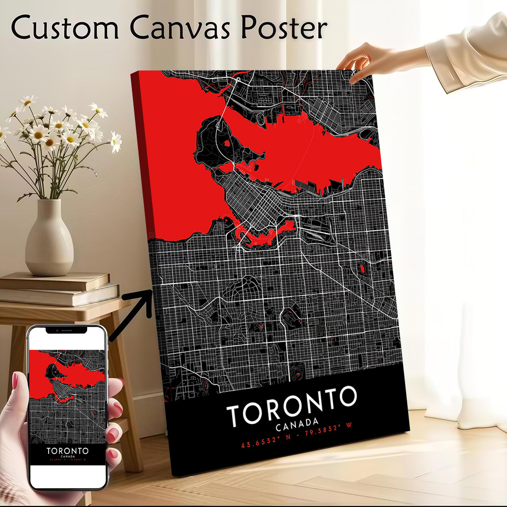 Custom Map Poster - Pôster de Arte em Tela Toronto