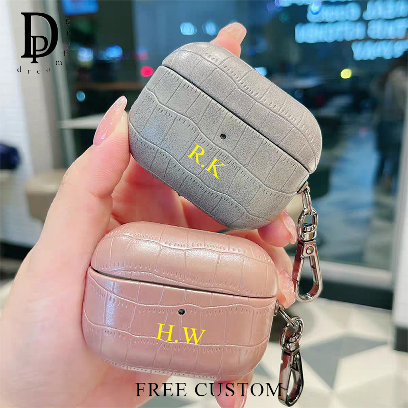 Monogram Keychain Leather - Nome personalizado caso de fone de