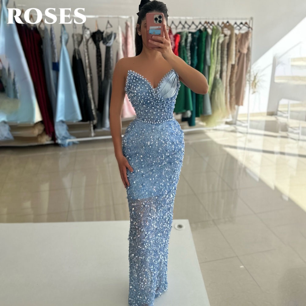 Custom Night Sky - Vestido de Festa Glamouroso Azul Celeste