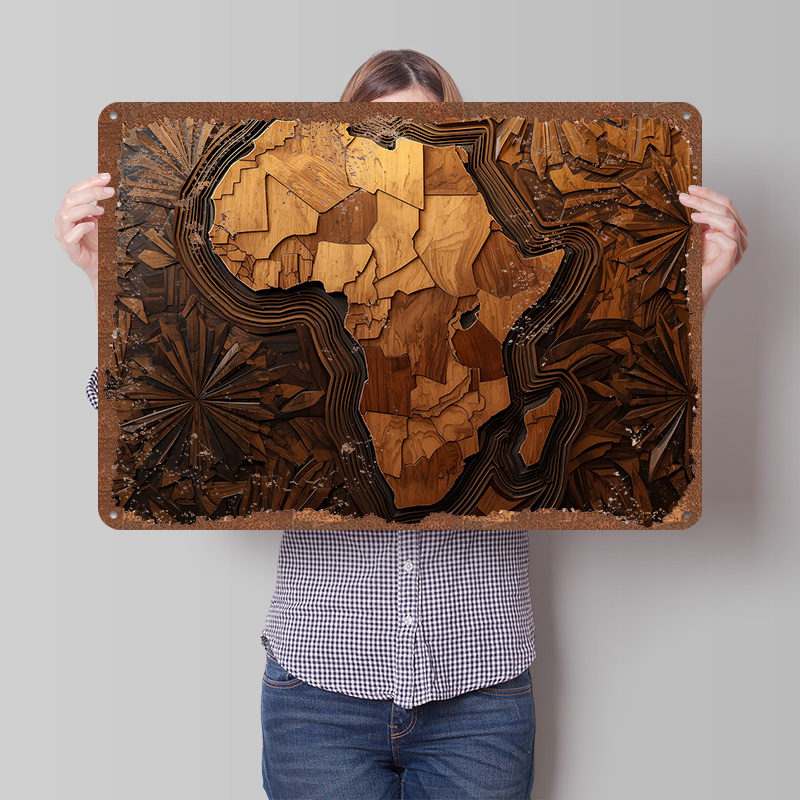Custom Map Poster - Mapa da África escultura em madeira