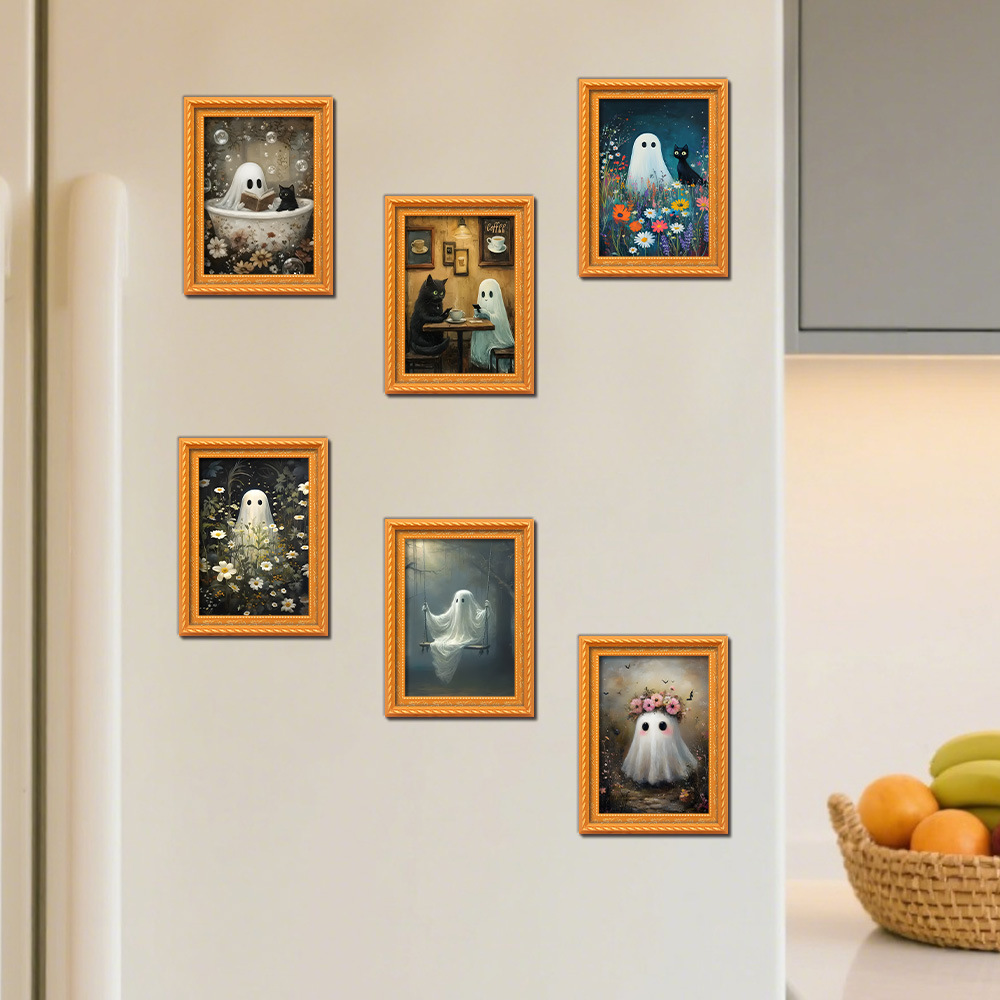 Engraved Wood Frame - Criativo 3d halloween ímã de geladeira