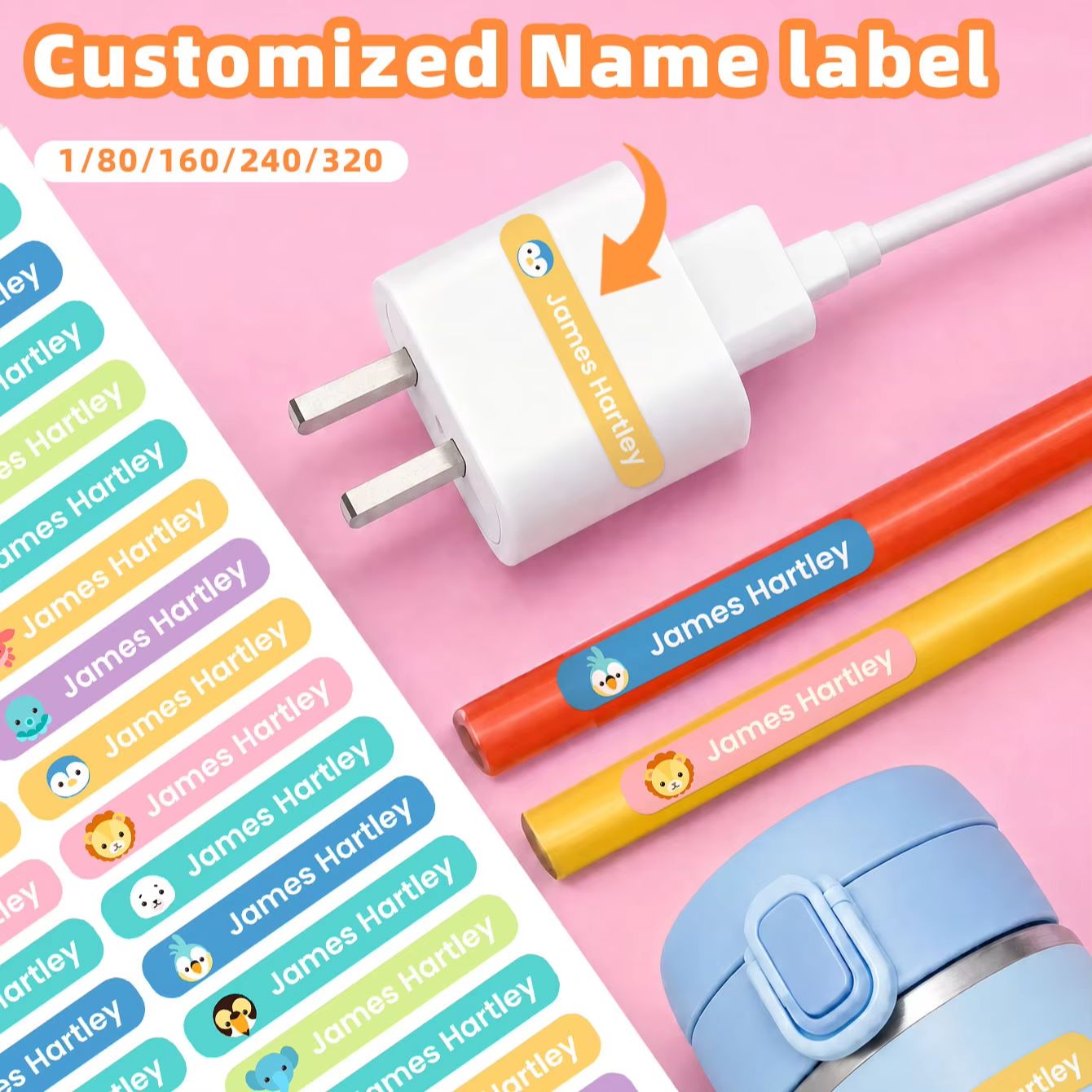 Personalized Name Box - 1-320PCS Adesivos Personalizados com Nome de