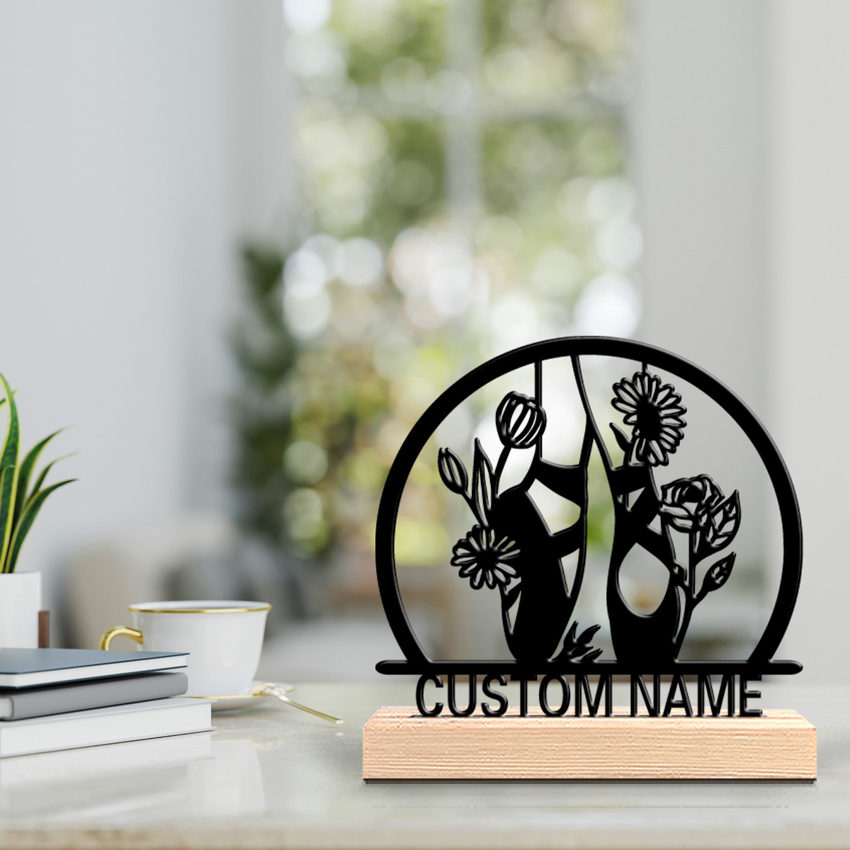 Engraved Wood Frame - 1 linda sapatilha de balé personalizada,