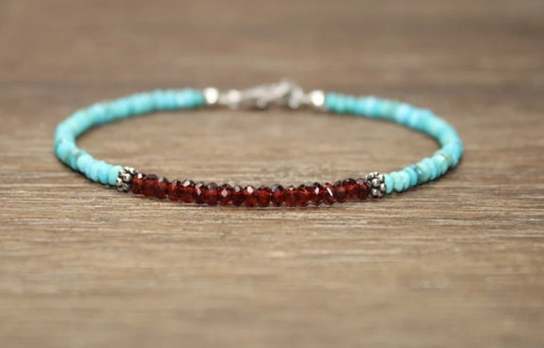 Coordinates Bracelet - Pulseira turquesa granada e bela adormecida,