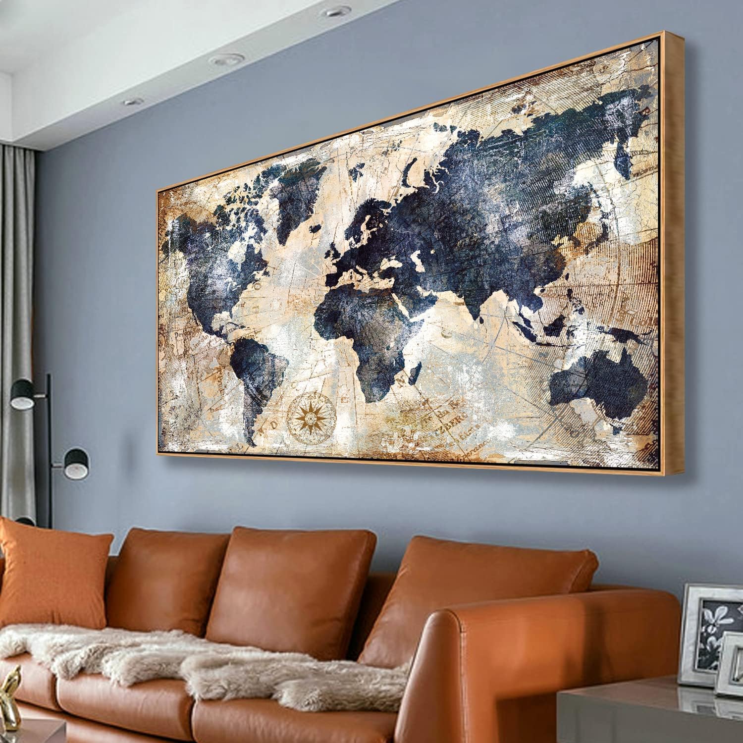 Custom Star Map - Mapa mundi emoldurado, arte de parede,