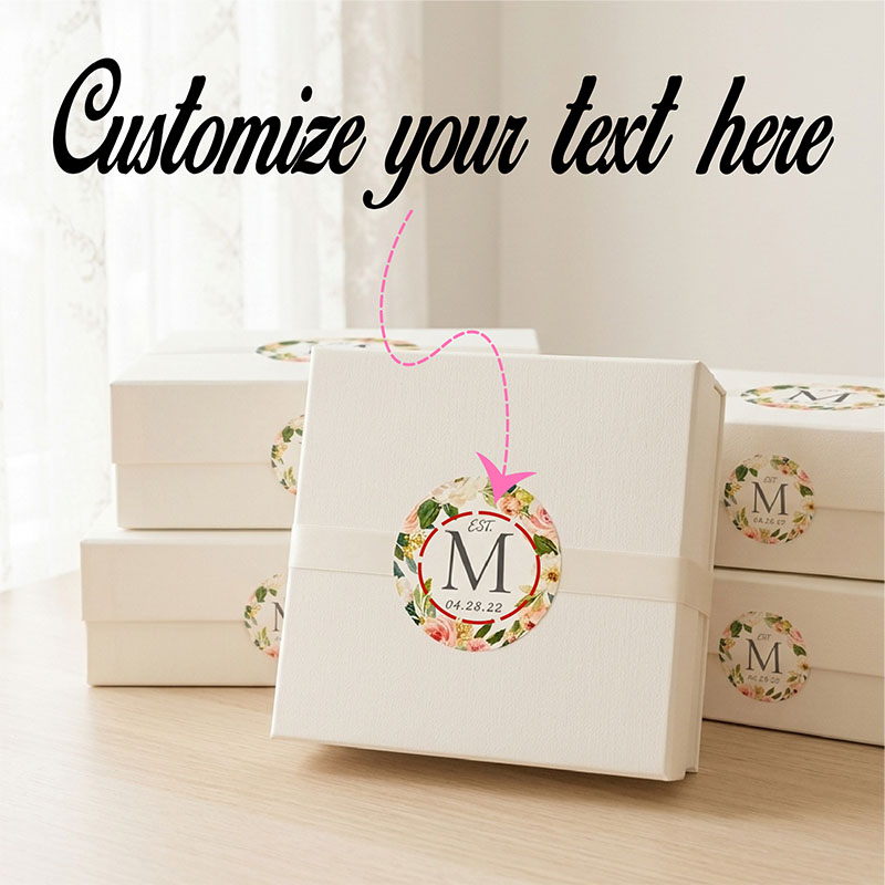Personalized Name Box - Adesivos Personalizados com Data, Etiquetas de