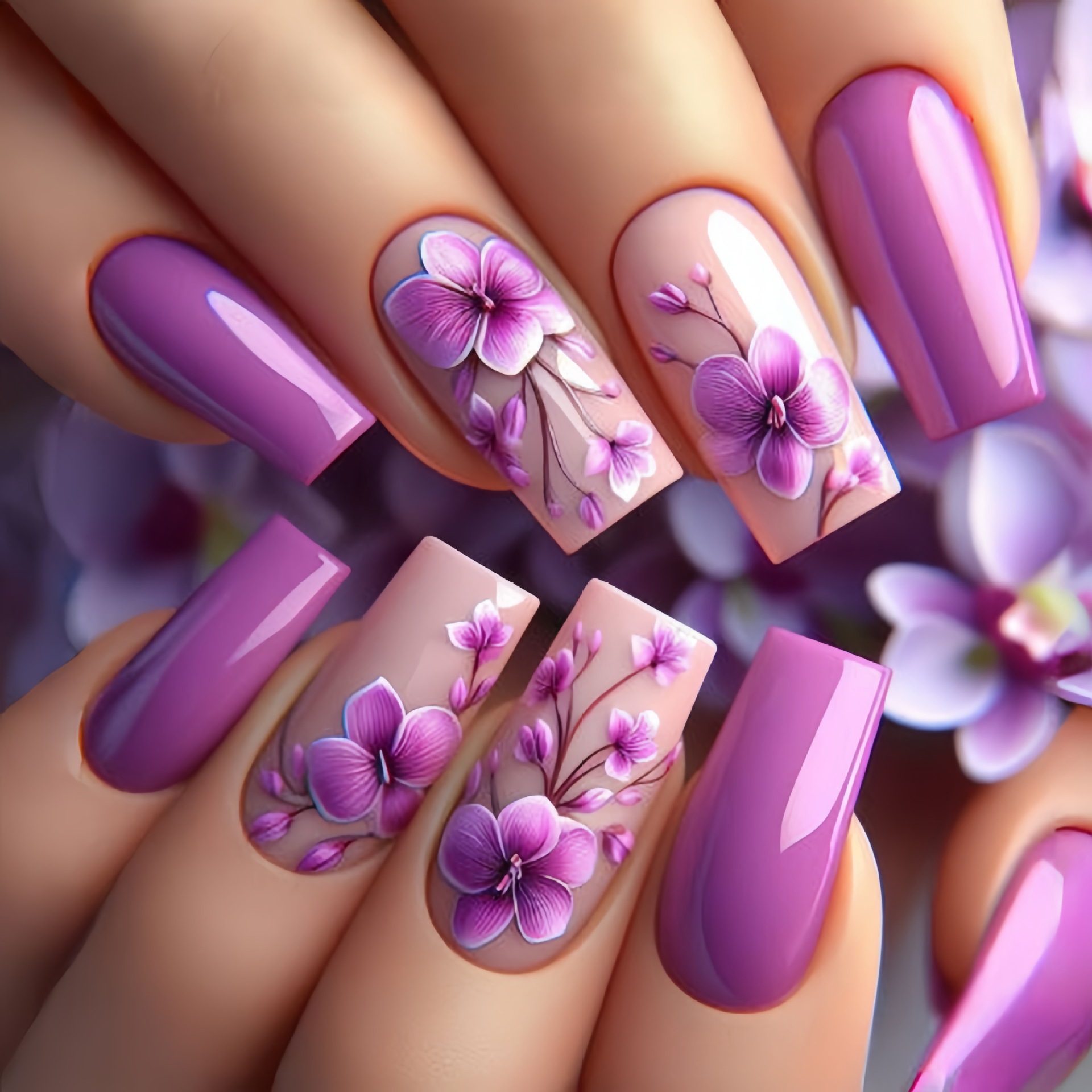 24 pçs/set médio longo unhas f - Pressed Flower Art avaliação e preço