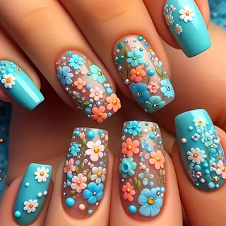 24 pçs/set médio longo unhas f - Pressed Flower Art avaliação e preço