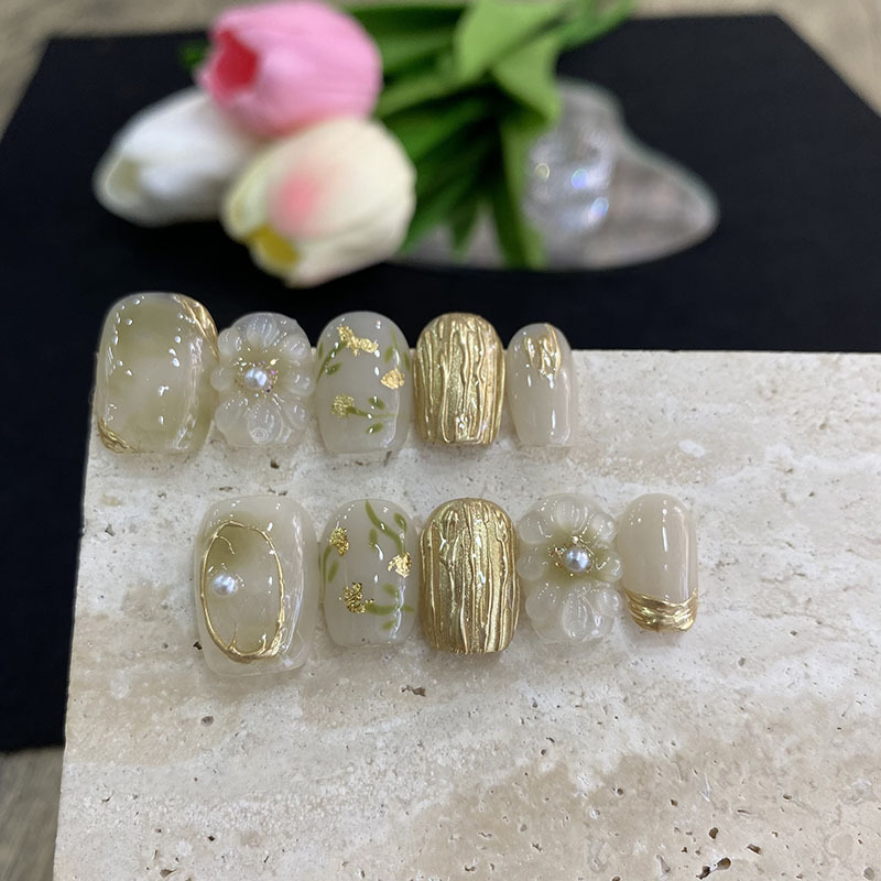 10 peças de Unhas Postiças Bor - Pressed Flower Art avaliação e preço