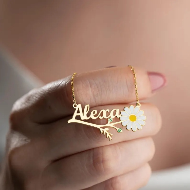 Colar Personalizado Roro com N - Birth Flower Necklace avaliação e preço