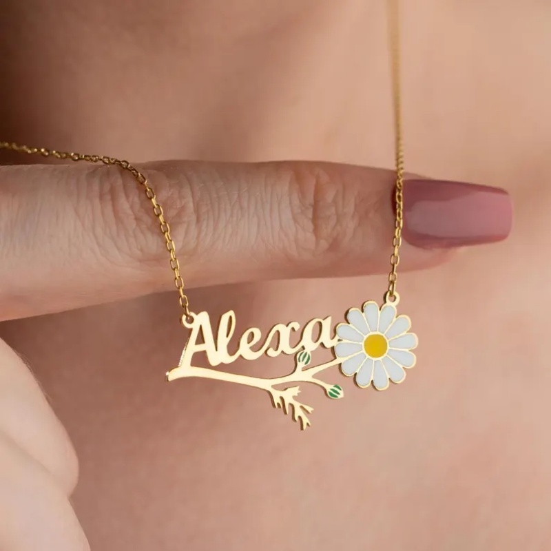 Colar Personalizado Roro com N - Birth Flower Necklace avaliação e preço