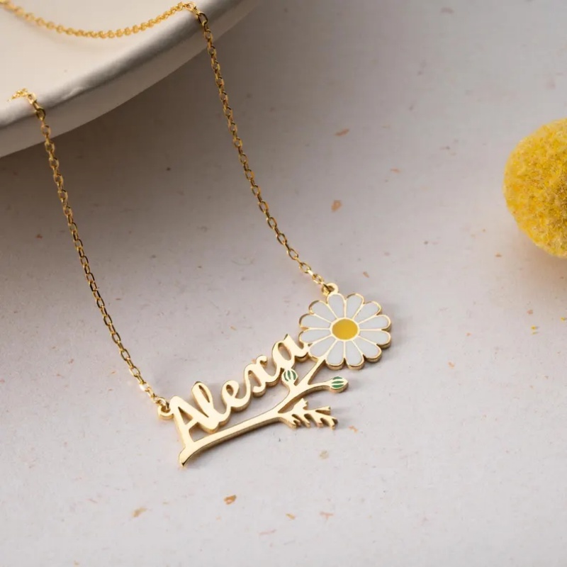 Colar Personalizado Roro com N - Birth Flower Necklace avaliação e preço