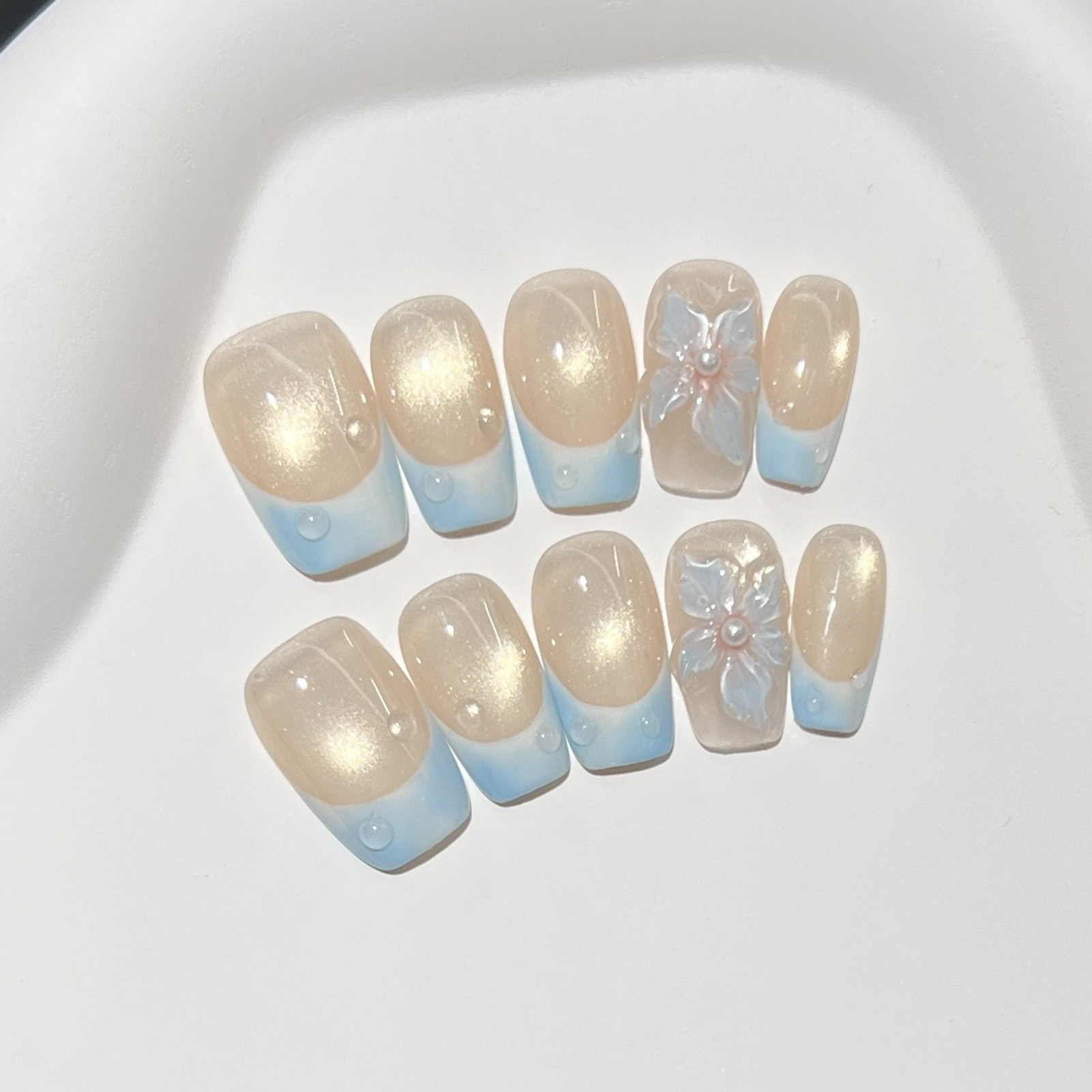 10 peças de unhas postiças cur - Pressed Flower Art avaliação e preço