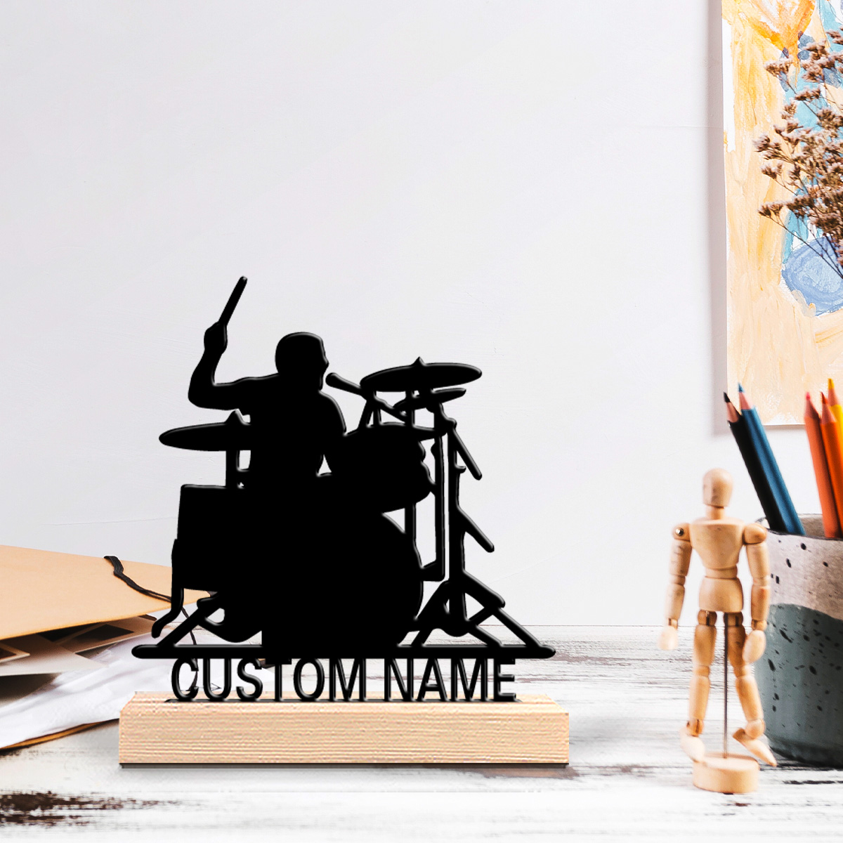 1 peça de estátua de metal per - Engraved Wood Frame avaliação e preço