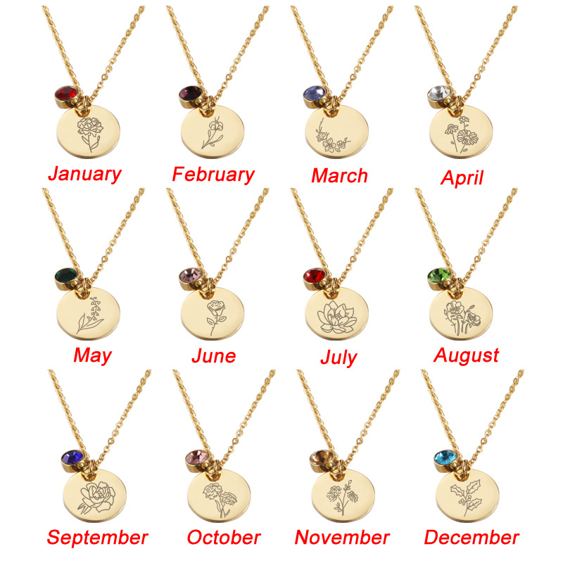 Cristal birthstone colar para  - Birth Flower Necklace avaliação e preço