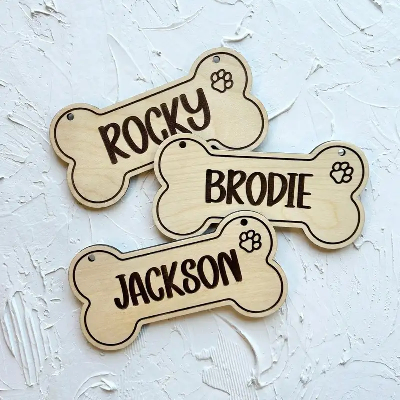 5PCS Etiqueta de Cão de Madeir - Pet Portrait Custom avaliação e preço