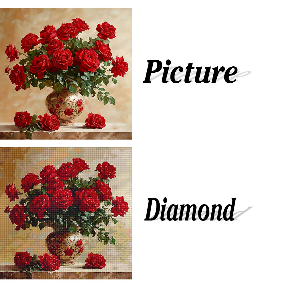 Rosa pintura diamante quadrado - Photo Mosaic Print avaliação e preço