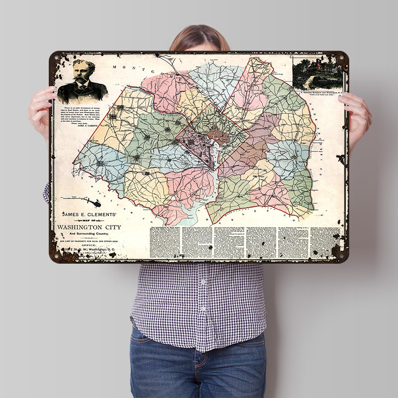 Mapa de Washington D.C. - Pôst - Custom Map Poster avaliação e preço