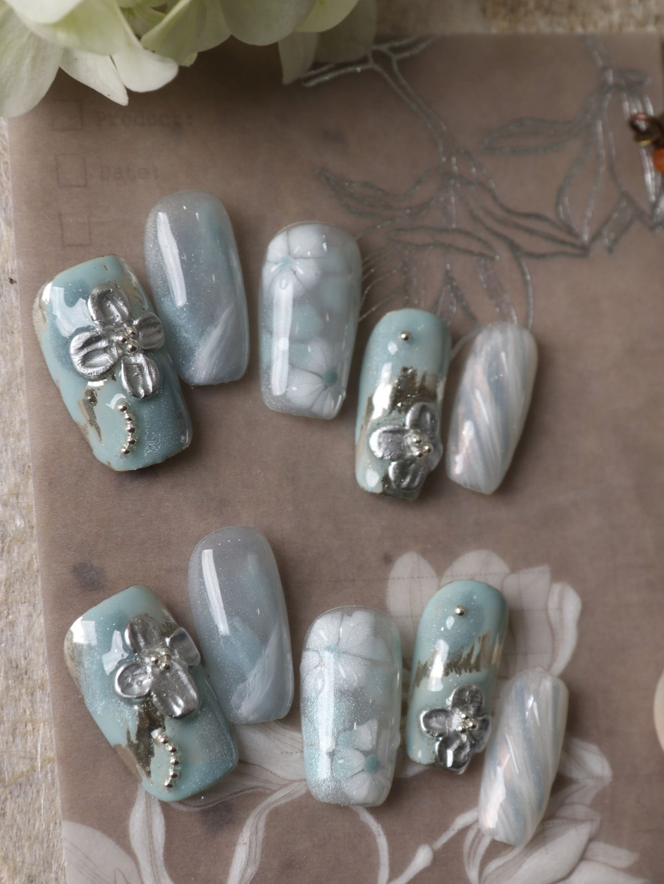 10 Unidades de Unhas Postiças  - Pressed Flower Art avaliação e preço