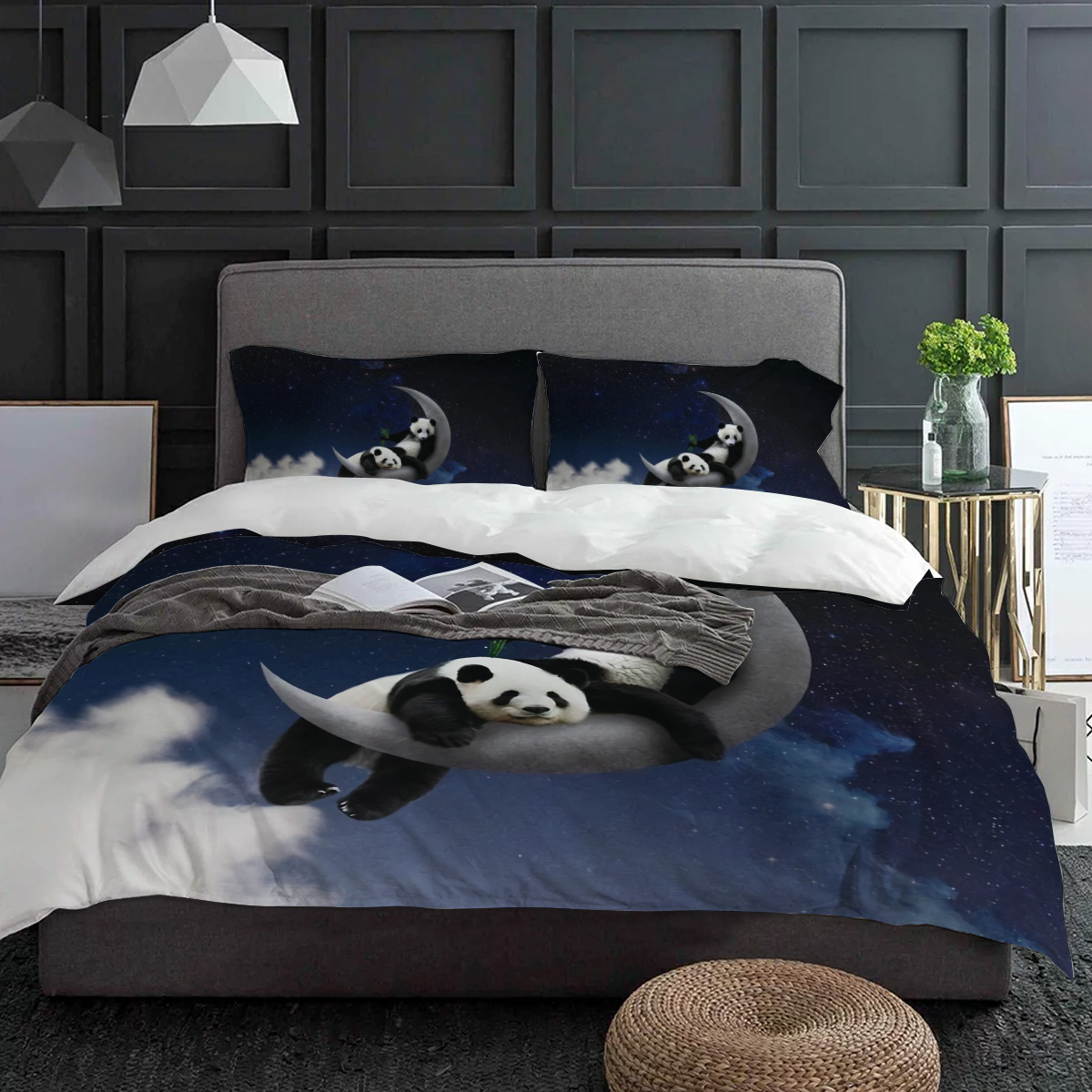 Lua noite céu panda bambu estr - Custom Night Sky avaliação e preço