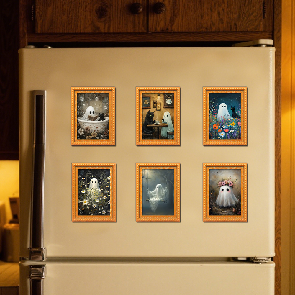 Criativo 3d halloween ímã de g - Engraved Wood Frame avaliação e preço