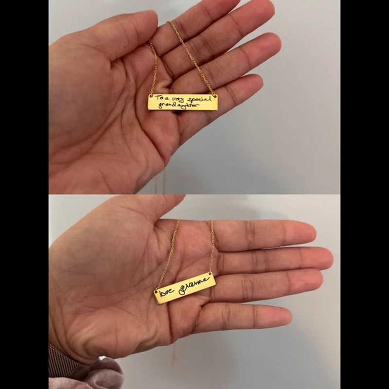 Colar personalizado em aço ino - Handwriting Necklace Bar avaliação e preço