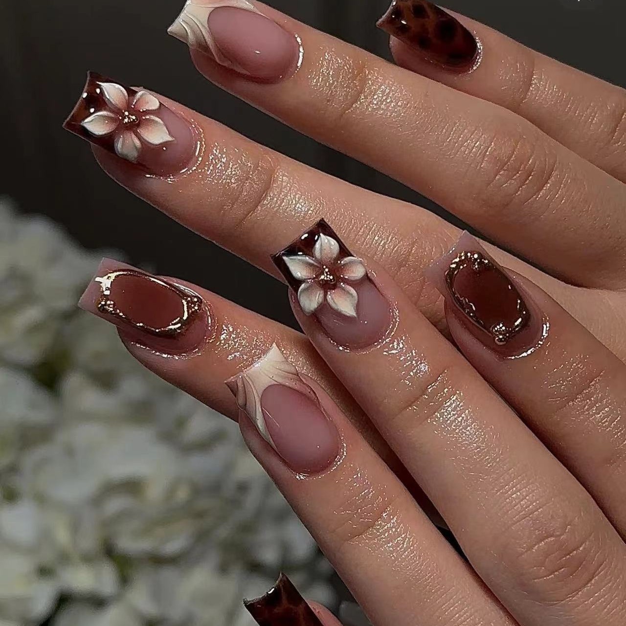 Unhas postiças curtas quadrada - Pressed Flower Art avaliação e preço