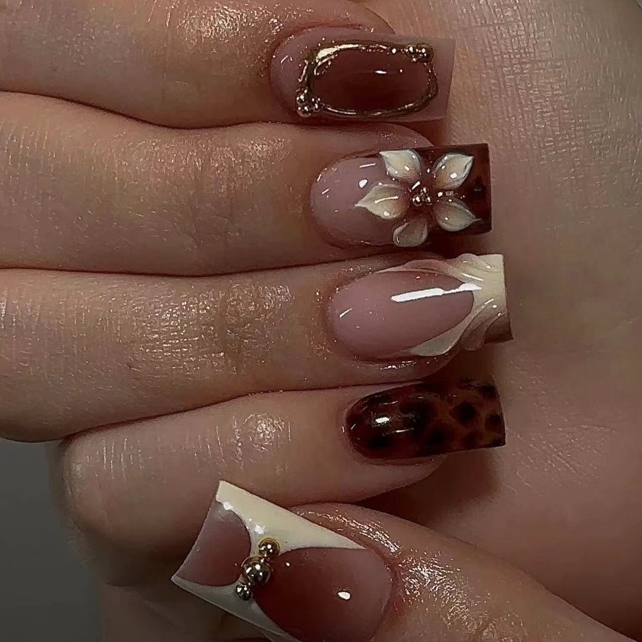 Unhas postiças curtas quadrada - Pressed Flower Art avaliação e preço