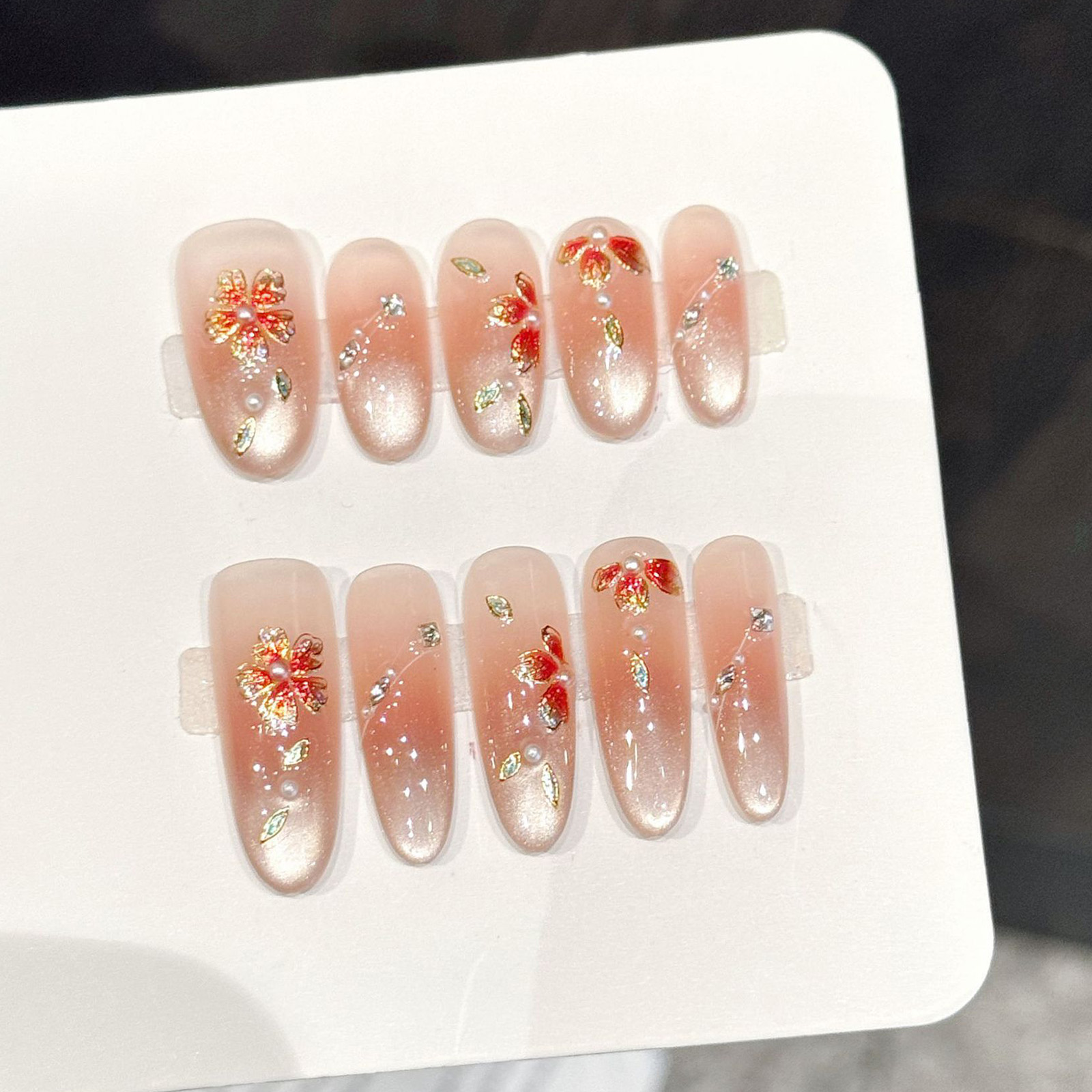 10 pçs artesanal unhas falsas  - Pressed Flower Art avaliação e preço